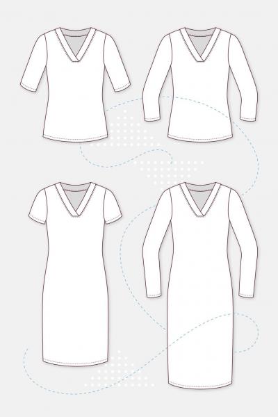 Schnittmuster Grace Damenshirt & Kleid by pattydoo